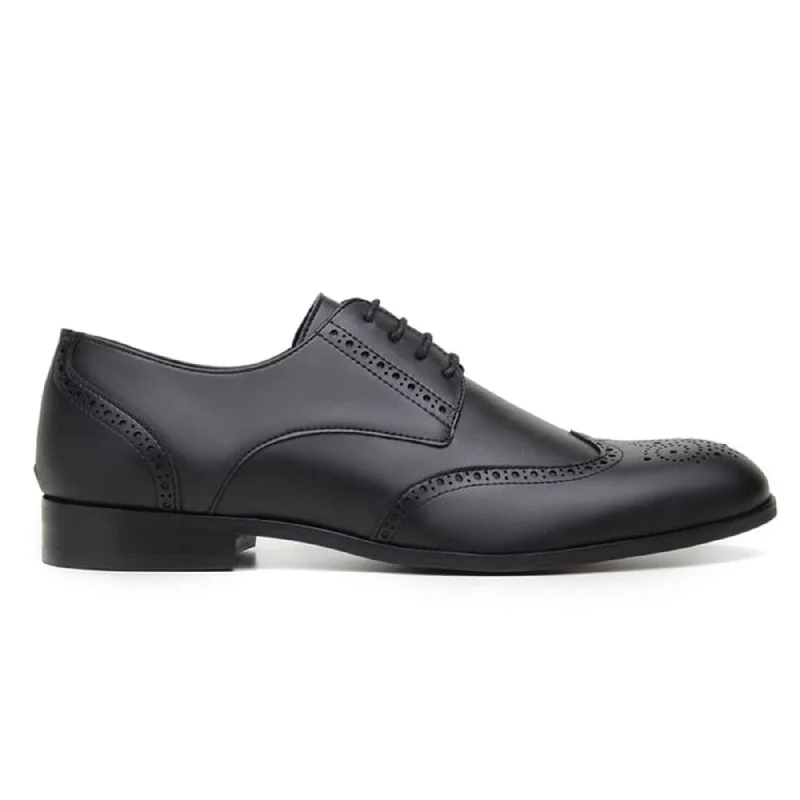 slip-on formal shoes with polished finish-'Elias' men's vegan wingtip shoe by Ahimsa - black