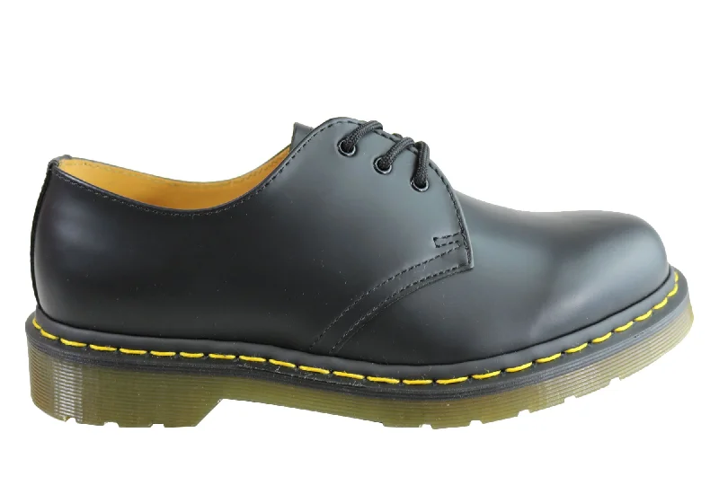 best slip-on dress shoes for business men-Dr Martens 1461 Classic Black Smooth Lace Up Comfortable Unisex Shoes