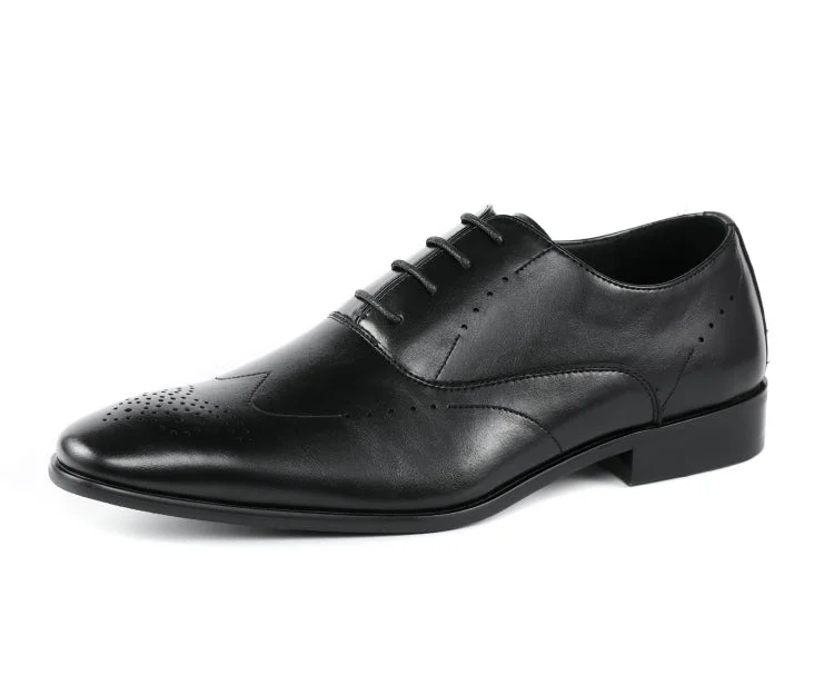 men’s leather shoes for office and formal wear-Rui Black