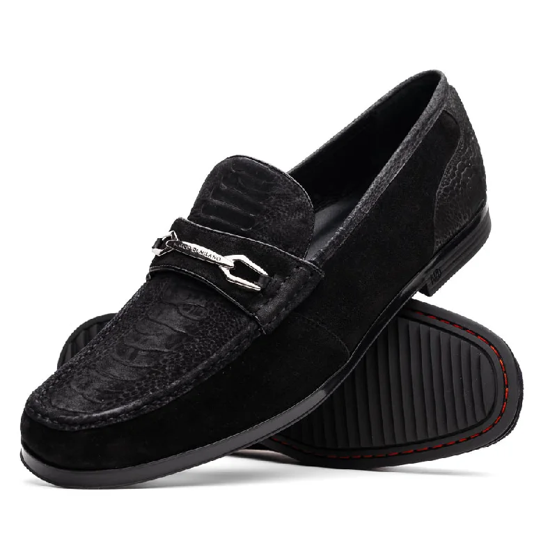 comfortable business shoes for formal occasions-Hugo Ostrich - Black