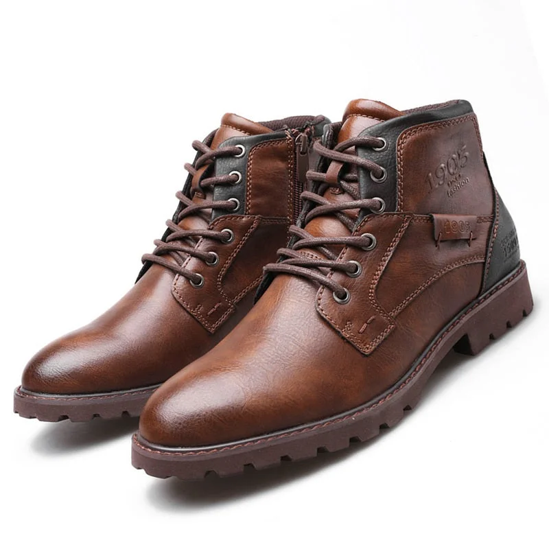 classic business formal shoes for men-Men's Casual Boots Motorcycle Combat Ankle Dress Boots