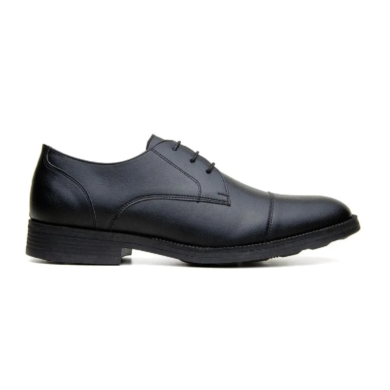 stylish office shoes for men with arch support-'Roma' classic vegan leather derby by Vincente Verde -  black