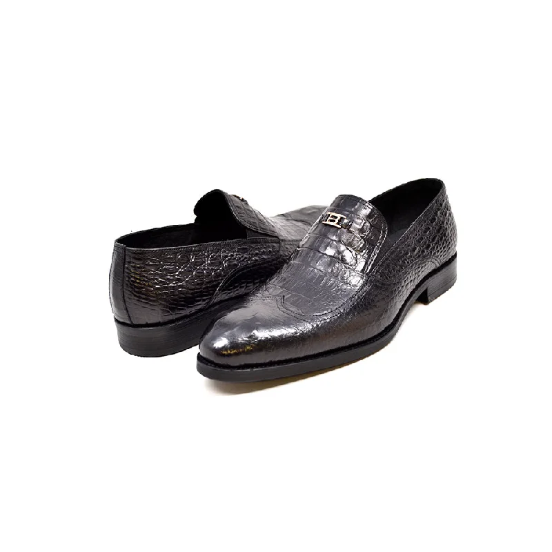 stylish leather oxford shoes for office-Shiraz Croc Leather Shoes - Timeless Elegance and Long-Lasting Style