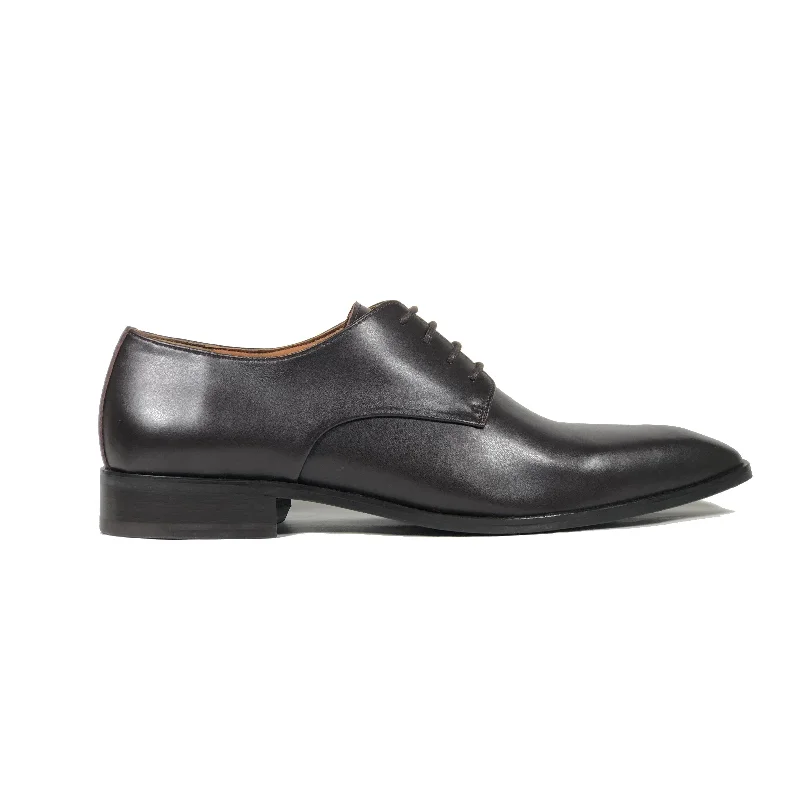 men’s formal shoes with polished finish-'Remy' Classic Vegan Derby by Zette Shoes - Chocolate Brown