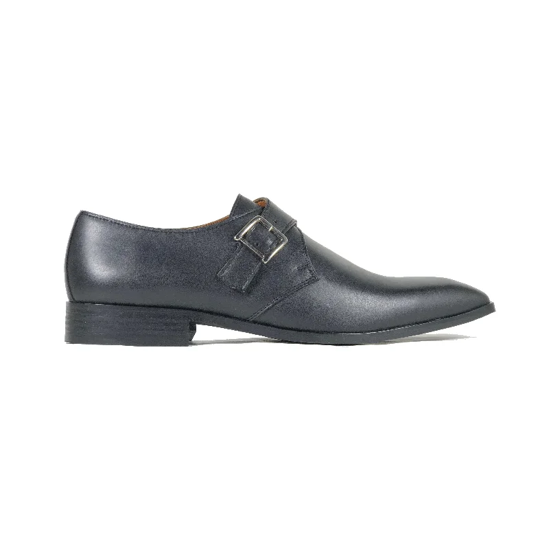 men’s dress shoes with leather lining-'Pierre' Vegan Monk Shoe by Zette Shoes - Black