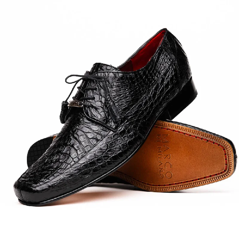 men’s office shoes with polished leather-Leonardo - Black