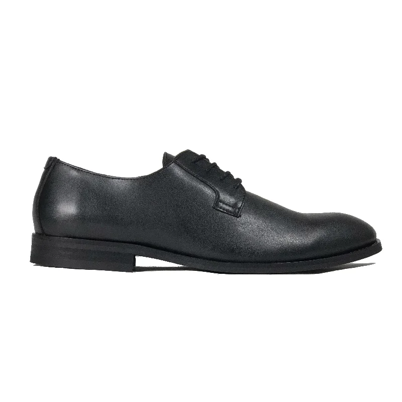 men’s stylish formal shoes for special events-'Gideon' classic vegan derby round toe by Zette Shoes - black