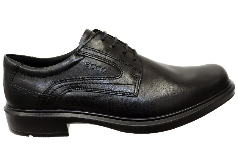 comfortable oxford shoes with padded sole-ECCO Mens Helsinki Plain Tie Comfortable Leather Lace Up Dress Shoes