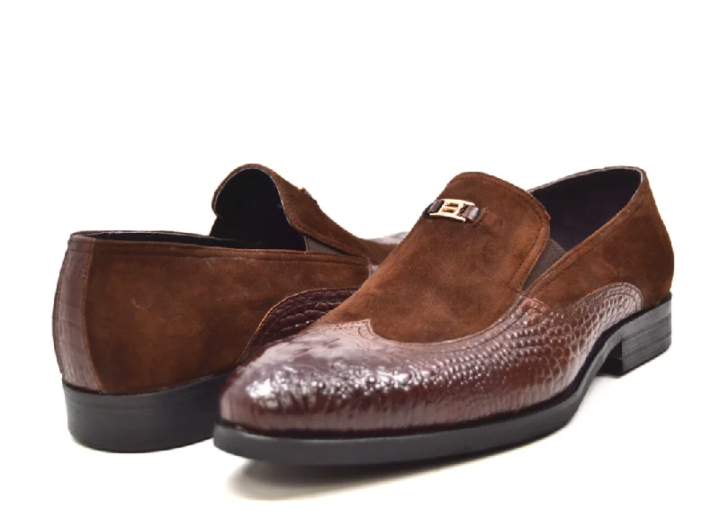 best oxford shoes for wedding events-British Collection Shiraz Croc Leather & Suede Shoe - Elegant and Timeless