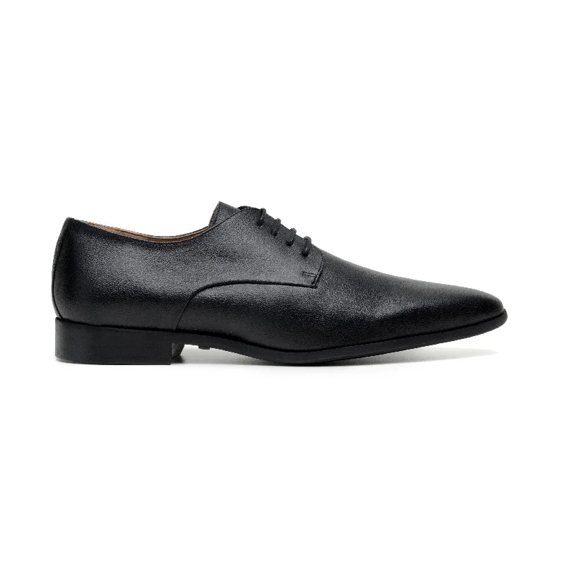 men’s formal shoes with smooth upper-'Nero' Men's corn-leather 🌽 Derby shoe by Zette Shoes - matte black