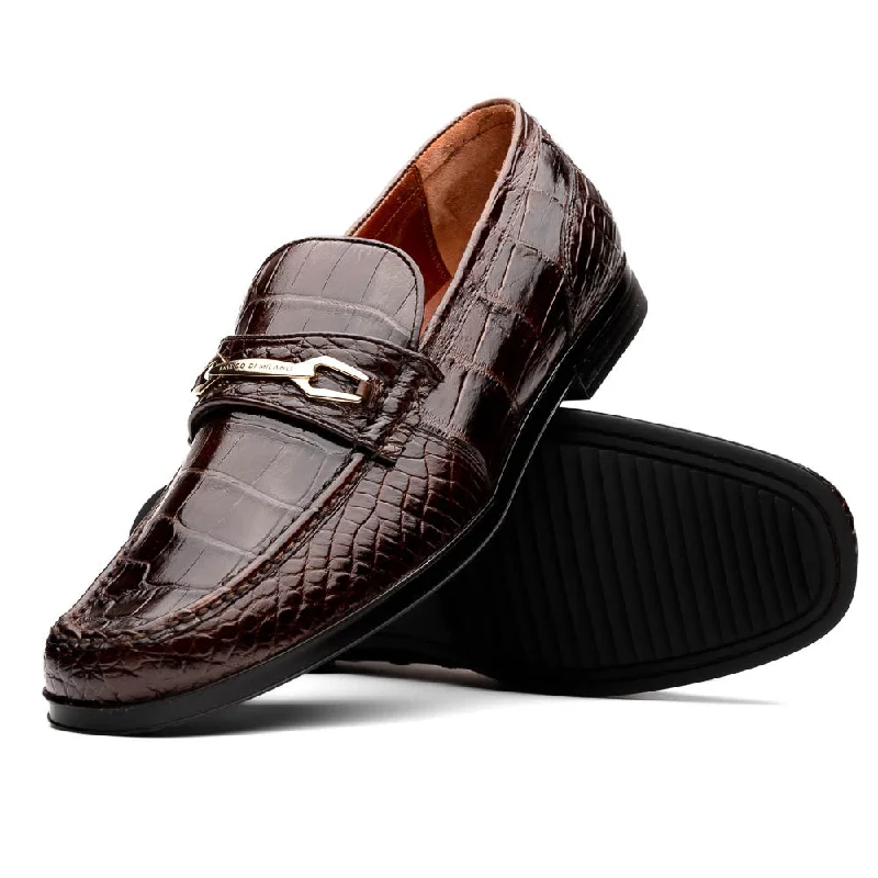 premium formal shoes with leather upper-Hugo Alligator - Brown