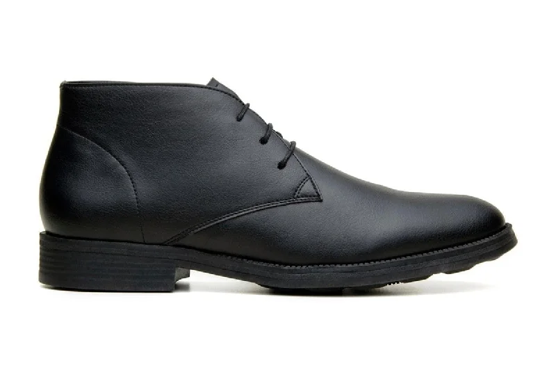 wedding formal shoes with leather sole-'Tivoli' classic vegan leather Chukka by Vincente Verde -  black