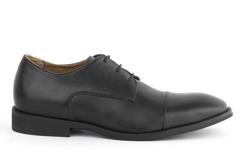 brown leather shoes with comfortable fit-'Henry' Men's classic cap-toe shoe  by Ahimsa - black