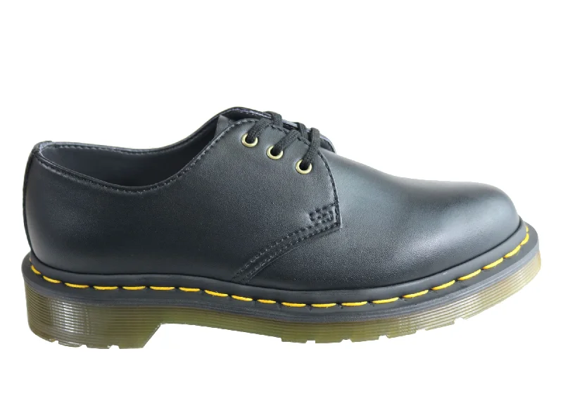 stylish oxford shoes with comfortable sole-Dr Martens Vegan 1461 3 Eye Black Lace Up Comfortable Unisex Shoes