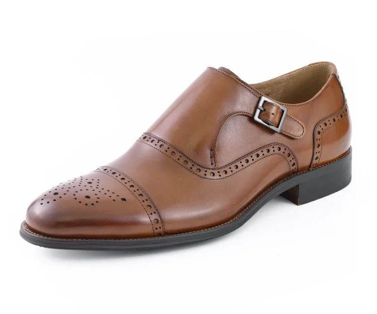 leather dress shoes with smooth finish-AG416 Tan