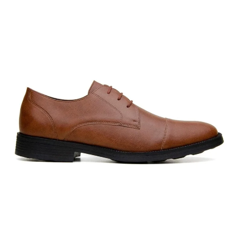 high-end leather shoes for business wear-'Roma' classic vegan leather derby by Vincente Verde -  cognac