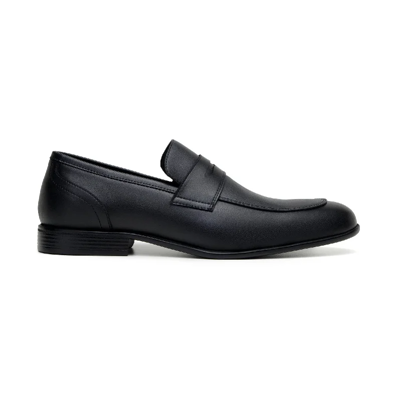 premium leather oxford shoes-'Jean-Luc' men's classic loafer in vegan leather by Zette Shoes - black