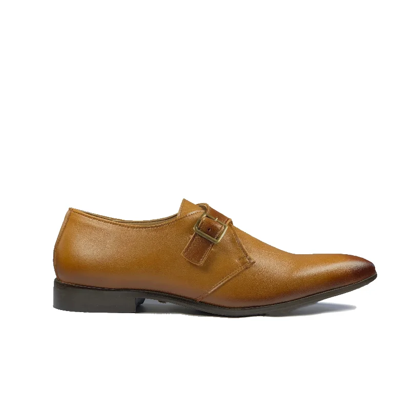 designer brown leather shoes for men-'Pierre 2' Vegan Monk Shoe by Zette Shoes - Tan