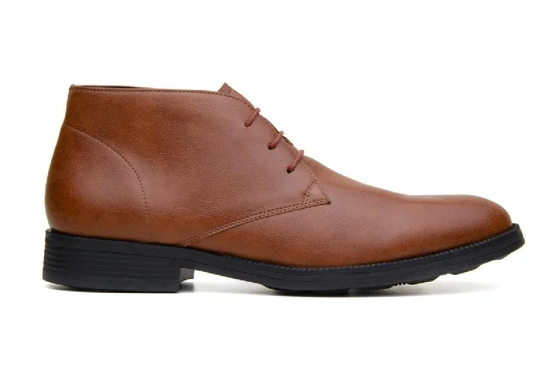 designer men’s formal shoes-'Tivoli' classic vegan leather Chukka by Vincente Verde -  cognac