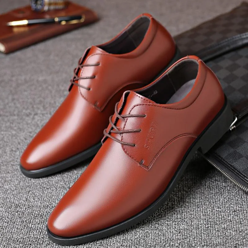 high-end leather formal shoes for weddings-Men's British Korean Style Casual All Match Soft Leather Shoes