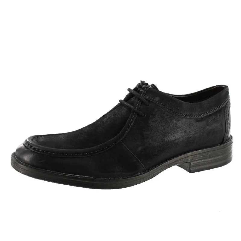 premium wedding shoes for men-Clarks Mens Delsin Rise Black Dress Leather Shoes