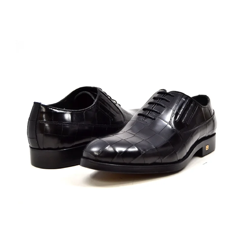 formal shoes with polished finish for office wear-Phoenix Oxford Leather Dress Shoes - Black & Bordeaux