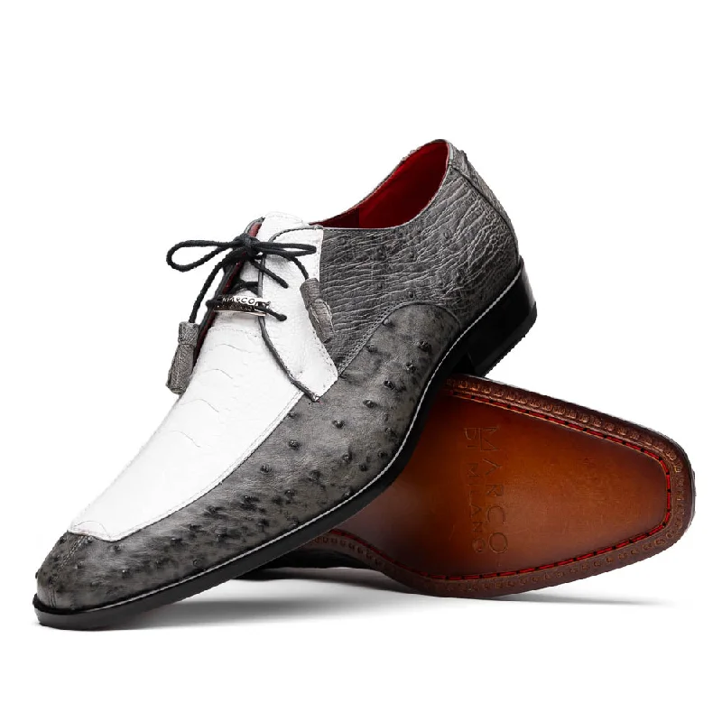 leather dress shoes for business professionals-Andretti - White/Gray