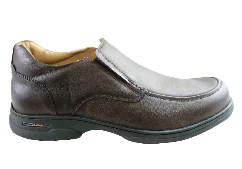 stylish brown dress shoes for men-Ferricelli Vinnie Mens Leather Slip On Comfort Shoes Made In Brazil