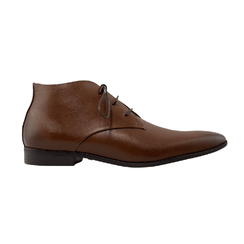 elegant leather shoes for business men-'Benjie' men's vegan chukka by Zette Shoes - cognac