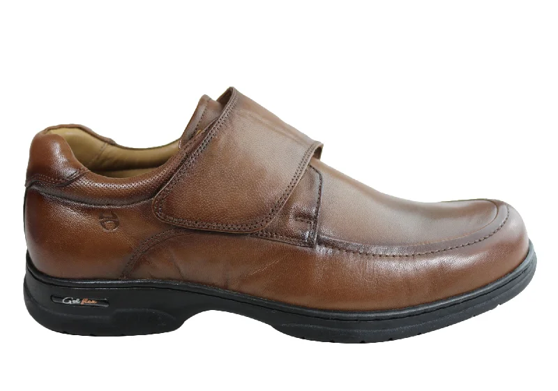 comfortable formal shoes with arch support-Ferricelli Wesley Mens Comfortable Adjustable Strap Leather Shoes