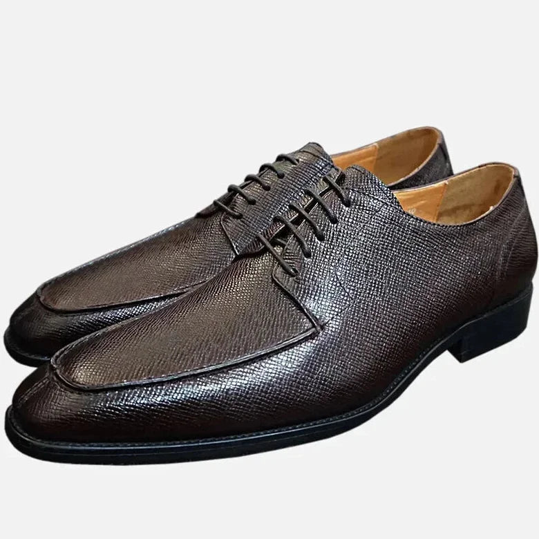 high-quality business dress shoes for men-Men's Genuine Leather Lace Up Split Toe Office Wedding Dress Shoes