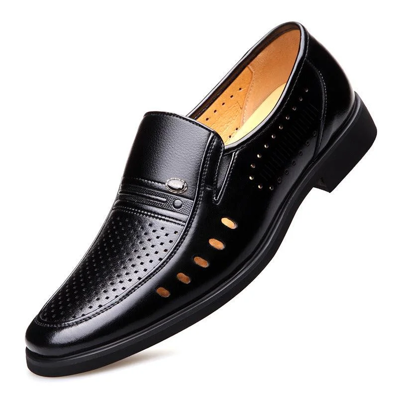 slip-on oxford shoes for business wear-Pointed British Men's Business Formal Wear Hollow Ankle Shoes