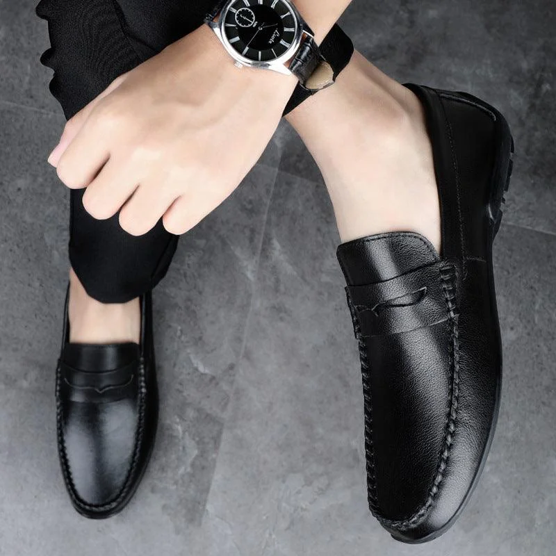 elegant formal shoes for weddings-Peas Shoes Men's Wholesale British Driving Toe Layer Cowhide Pedal