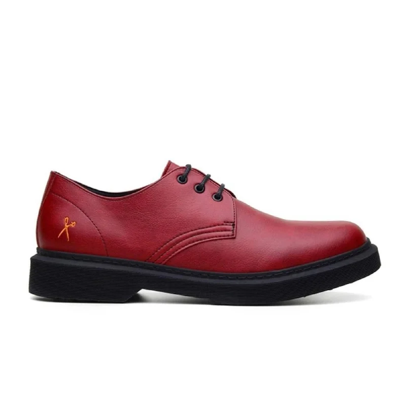 trendy dress shoes with pointed toe-'Derby UK 2' vegan lace-up shoe by King55 - red