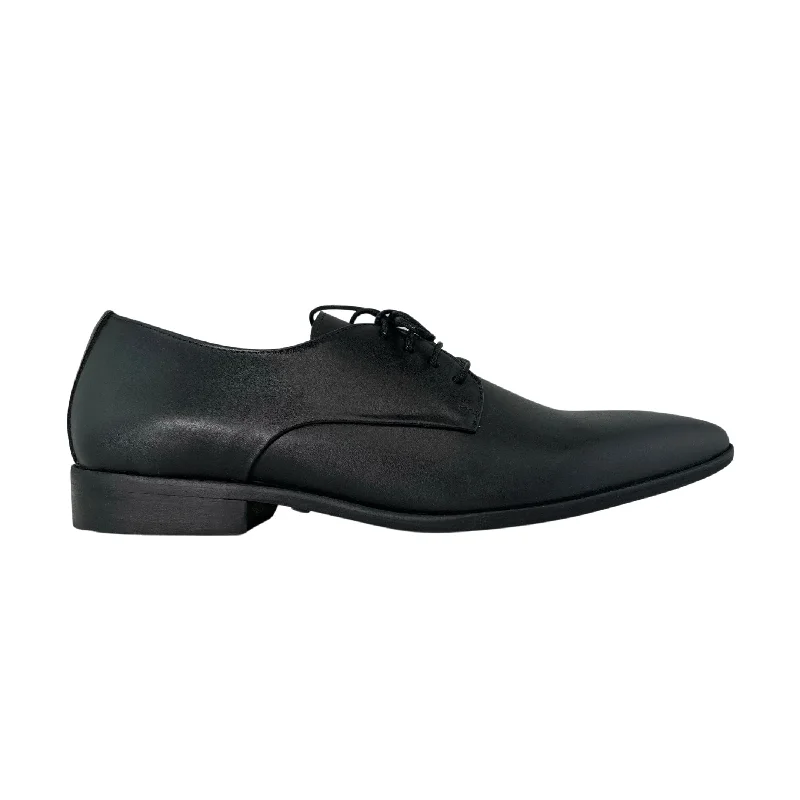 stylish brown oxford shoes-'Nero' Men's Vegan Derby Shoe by Zette Shoes - Matte Black