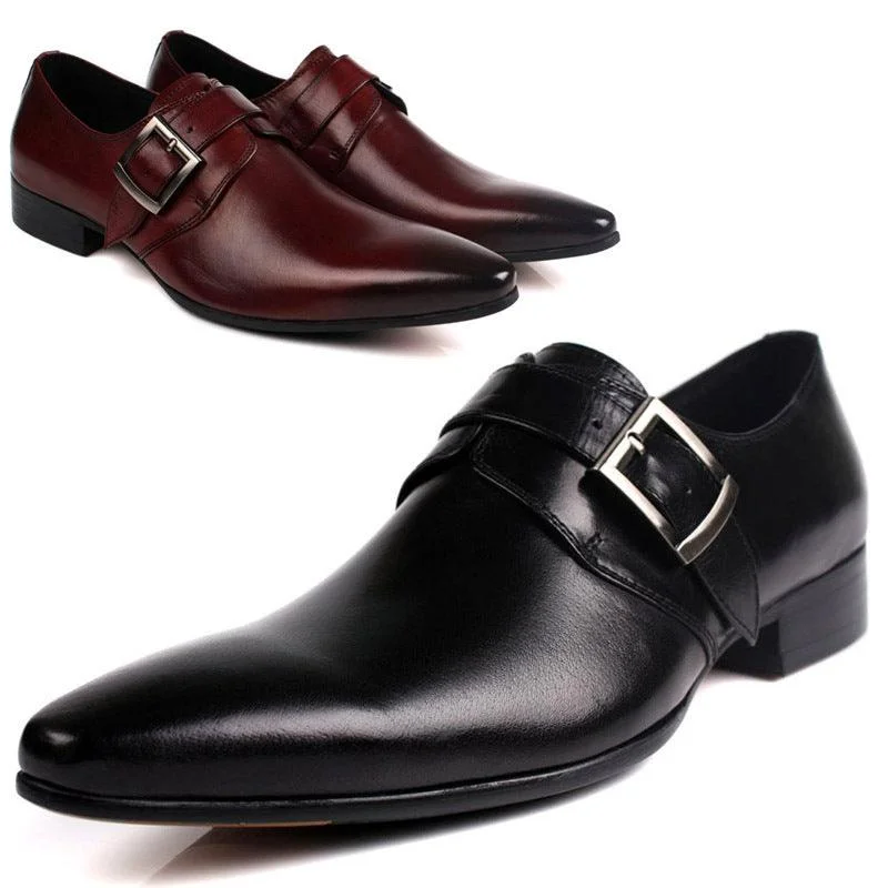 black leather oxford shoes for business wear-New Men's Business Suits Pointed Toe Shoes