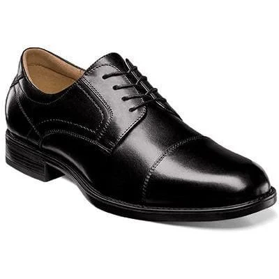 black formal shoes for special occasions-FLORSHEIM MIDTOWN CAP TOE OXFORD BLACK MEDIUM AND WIDE