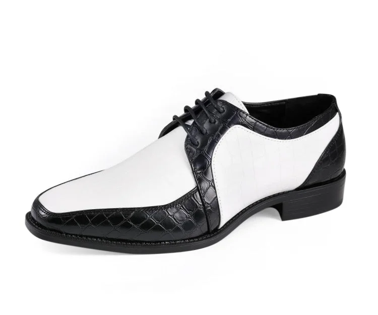 men’s business formal shoes-Pierre Black & White