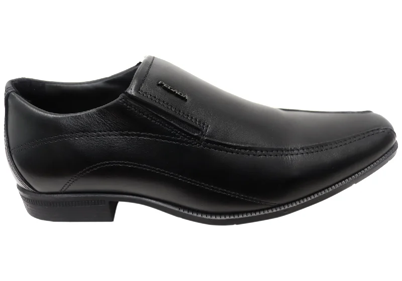 men’s leather formal shoes with wide fit-Pegada George Mens Comfortable Brazilian Leather Slip On Dress Shoes