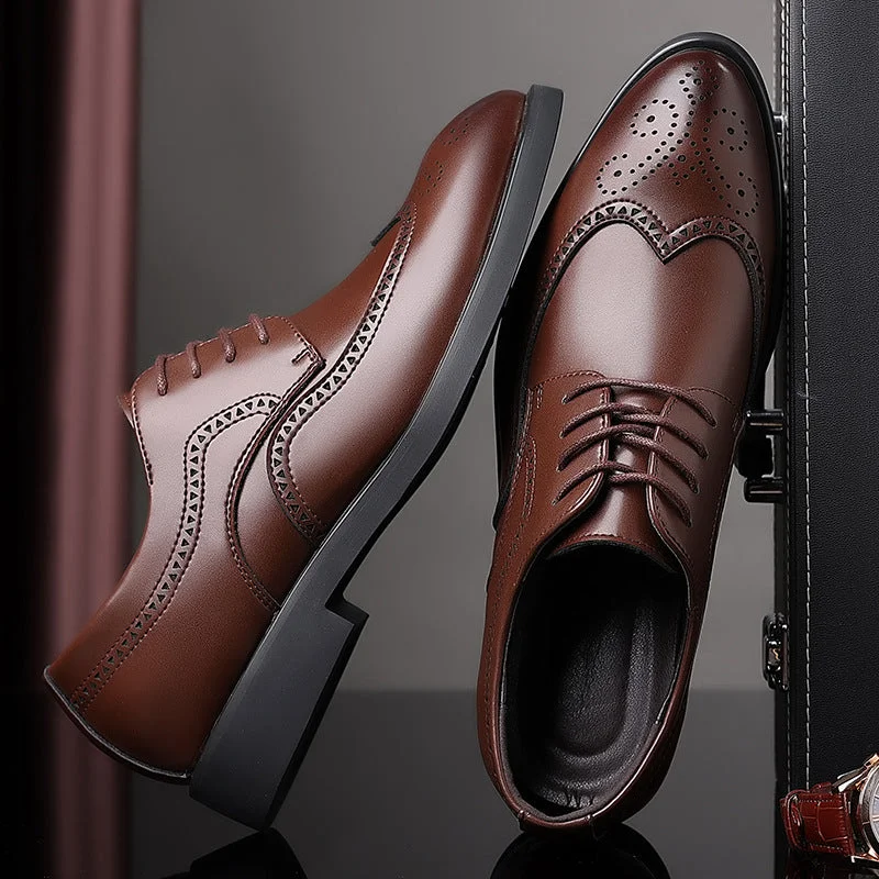 men’s formal shoes with padded insole-Men's Dress Cap Toe Shoes Wingtip Brogue Oxford Formal Shoes