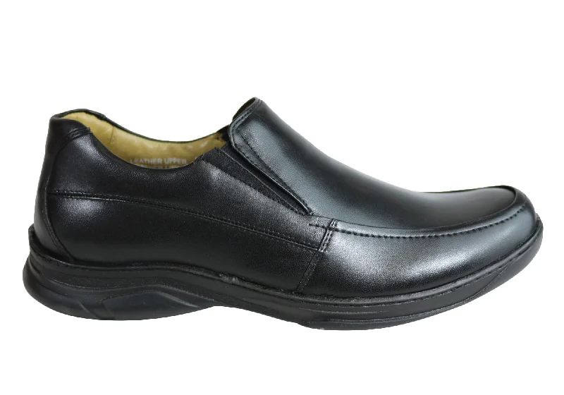 sleek black leather shoes for formal events-Savelli Roye Mens Comfort Leather Slip On Shoes Made In Brazil