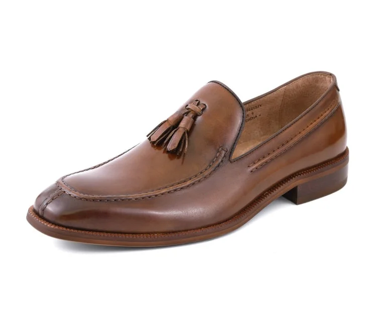 slip-on leather dress shoes for men-AG127 Cognac