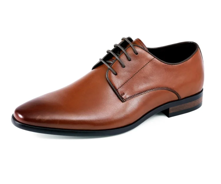 premium leather oxford shoes-AG610 Tan