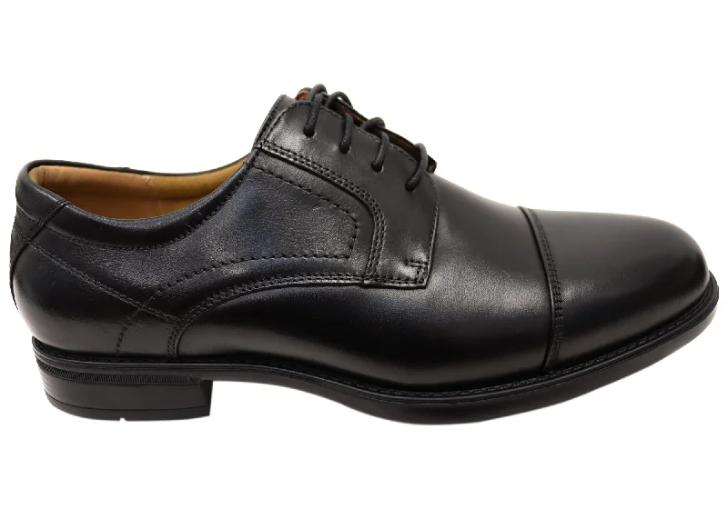 classic business formal shoes for men-Florsheim Mens Fairfield Cap Toe Derby EEE Wide Leather Dress Shoes