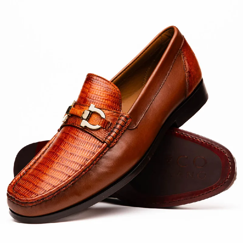 brown formal shoes with cushioned heel-Enzo - Cognac