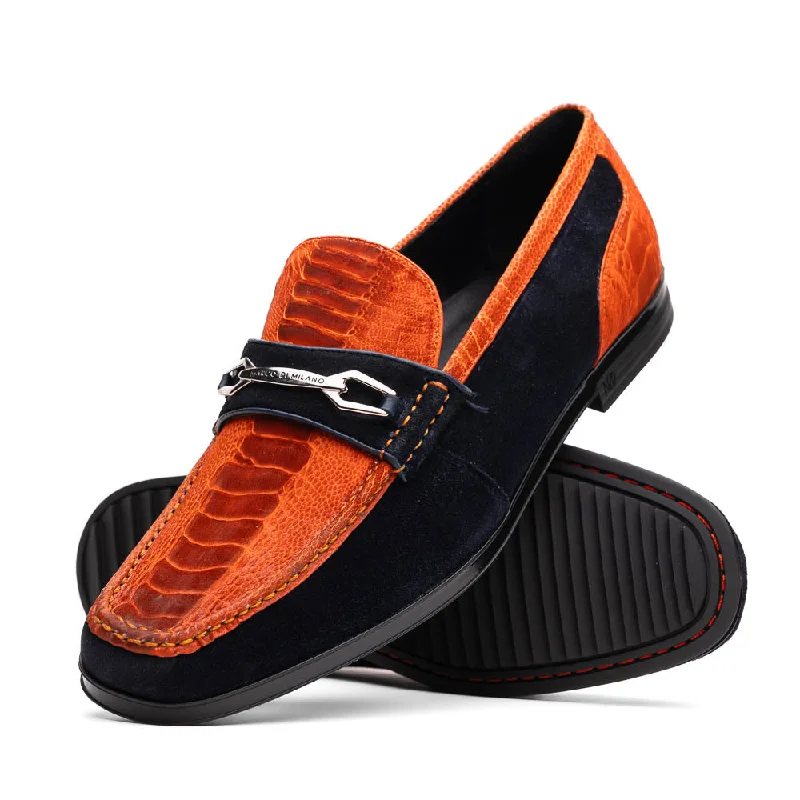 men’s stylish formal shoes for special events-Hugo Ostrich - Orange/Blue