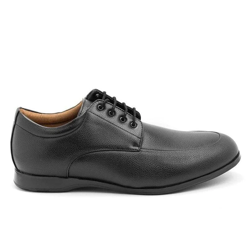 classic brown leather formal shoes-'James' men's wide-fit (EEE) vegan-leather shoe by Ahimsa - black