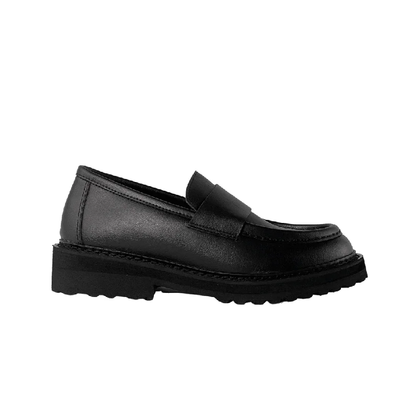 leather dress shoes with smooth finish-'Everyday Loafer' unisex vegan shoe with chunky sole by Ahimsa - black