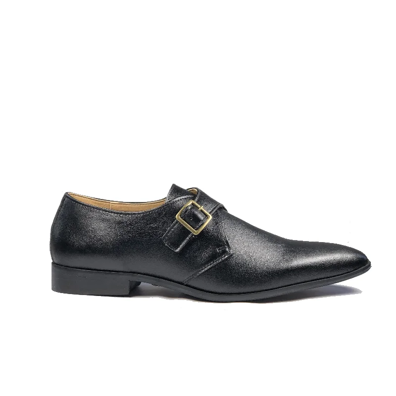 formal leather shoes with sleek design-'Pierre 2' Vegan Monk Shoe by Zette Shoes - Black