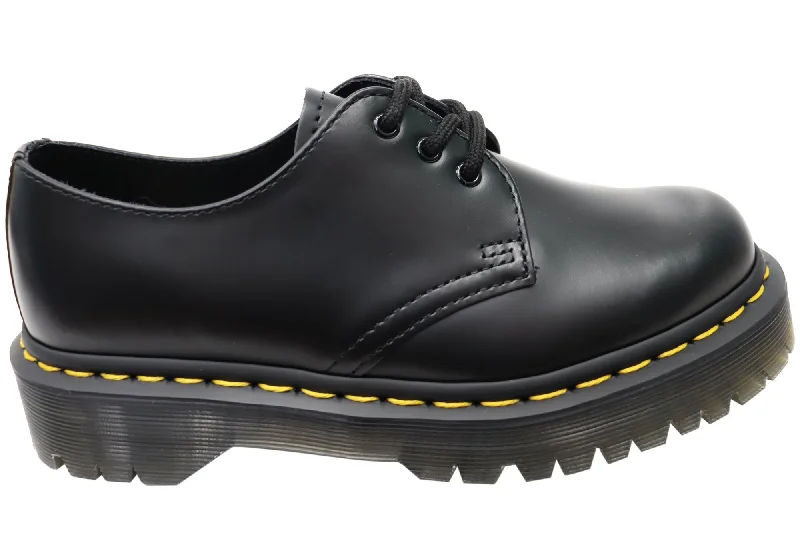 men’s leather shoes for office meetings-Dr Martens 1461 Bex Black Smooth Lace Up Comfortable Unisex Shoes